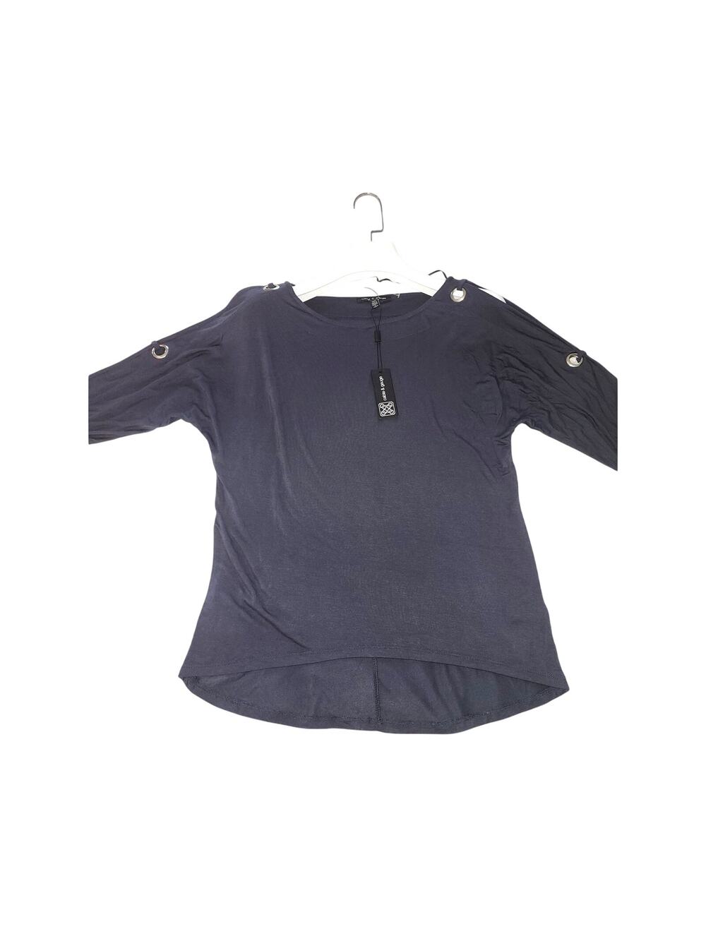 Cable and Gauge Gray Grommet Sleeve Tunic Top M